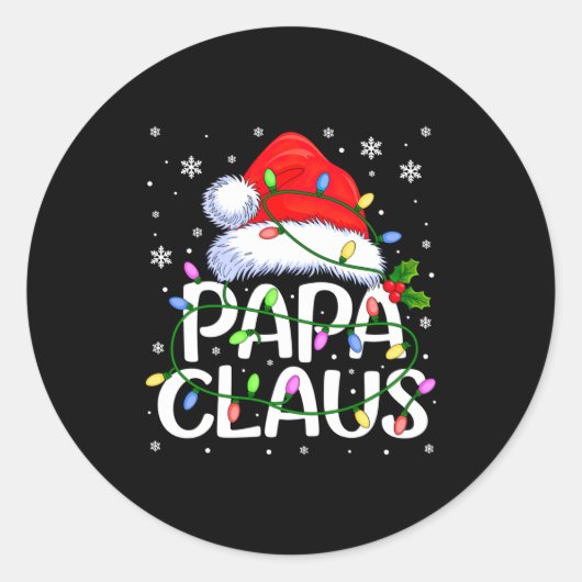 Sticker Rond Mens Papa Claus Christmas Lights Long Sleeve (Devant)