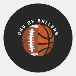 Sticker Rond Mens Papa De Byllers Fun Footbyll Bysketbyll Papa