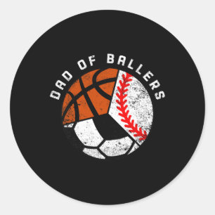 Sticker Rond Mens Papa Of Byllers Fun Bysebyll Soccer Bysketbyl
