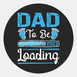 Sticker Rond Mens Papa to be 2023 Loading Baby Fathers Day