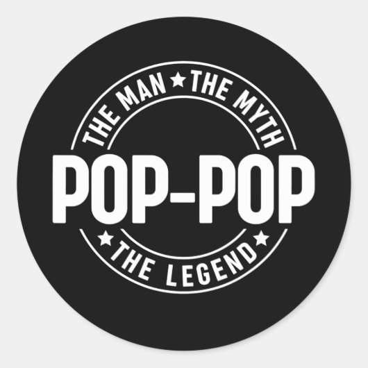 Sticker Rond Mens Pop Pop The Man The Myth The Legend Father's (Devant)