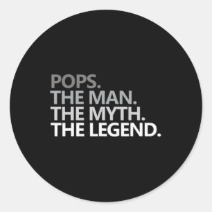 Sticker Rond Mens POPS L'HOMME LE MYTHE LA LÉGENDE Fête des pèr