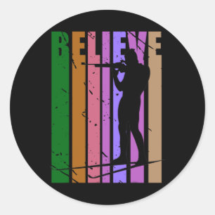 Sticker Rond Mens Retro Mens Biathlon Sports d'hiver tir Gu