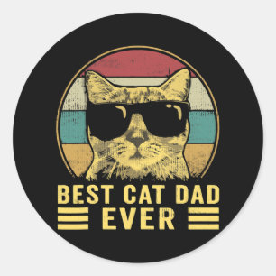 Sticker Rond Mens Retro Vintage Meilleur Chat Papa Jamais Chat