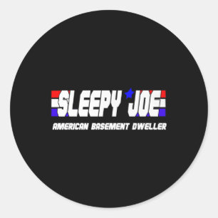 Sticker Rond Mens Sleepy Joe Basement Dweller Pro Trump Anti Bi
