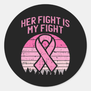 Sticker Rond Mens Son Combat Est Mon Feu Mari Cancer Du Sein Un