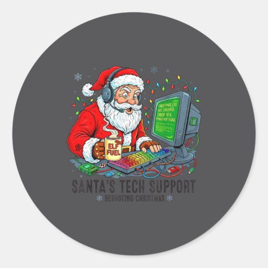 Sticker Rond mens Tech Rebooting Support Santa s (Devant)