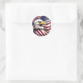 Sticker Rond Mens Tshirt avec Drapeau US et conception d'aigle (Sac)
