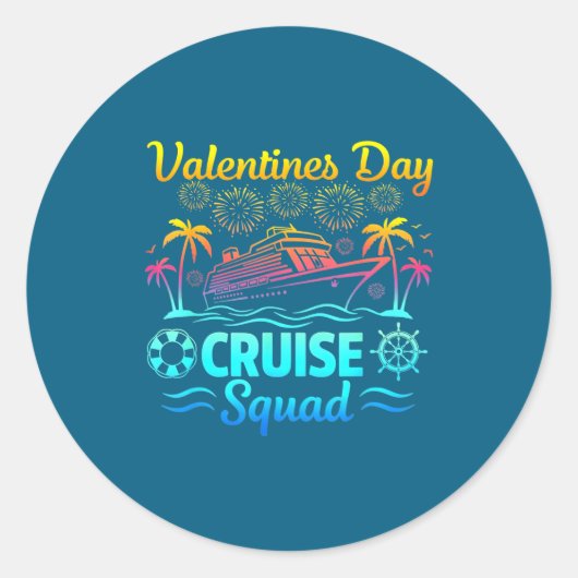 Sticker Rond Mens Valentines Day Cruise Squad 2026 Vacation Tra (Devant)