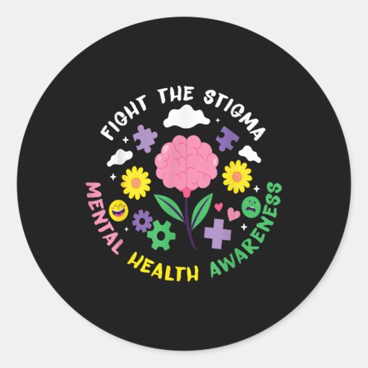 Sticker Rond Mental Health Awareness Depression Suicide Prevent (Devant)