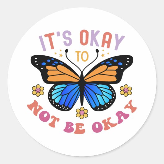 Sticker Rond Mental Health Awareness Monarch Butterfly (Devant)