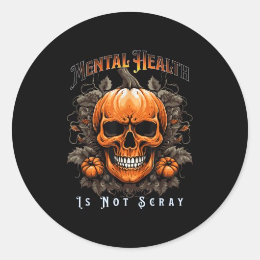 Sticker Rond Mental Health Suicide Prevention Halloween Skeleto (Devant)