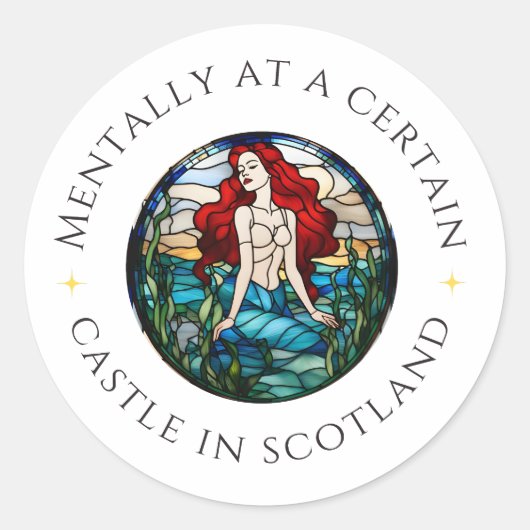 Sticker Rond Mentalement dans un certain château en Ecosse | Au (Devant)