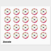 Sticker Rond Menthe | Fuchsia Floral Graduation (Feuille)