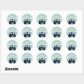 Sticker Rond Menthe | Petit Monster Anniversaire de enfant pers (Feuille)