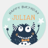 Sticker Rond Menthe | Petit Monster Anniversaire de enfant pers (Devant)
