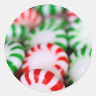 Sticker Rond Menthes rouges et vertes de Noël