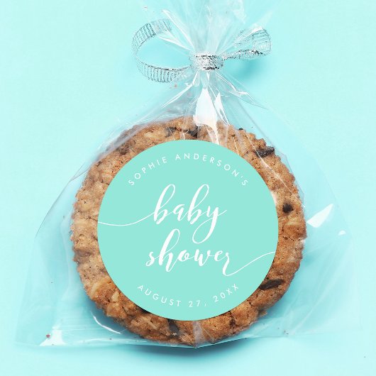 Sticker Rond Mention de Baby shower de script de relaxation