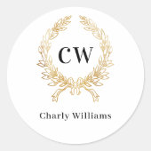 Sticker Rond Mention initiale en or blanc (Devant)