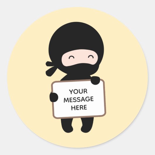 Sticker Rond Mention Ninja minuscule sur le texte personnalisé (Devant)