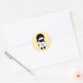Sticker Rond Mention Ninja minuscule sur le texte personnalisé (Enveloppe)