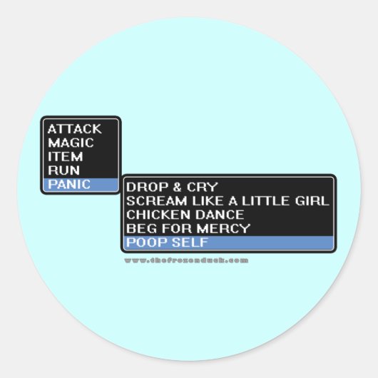 Sticker Rond Menu de bataille RPG 8 bits (Devant)