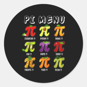 Sticker Rond Menu Pi 3.14 Symbole Pi Drôle Prof de Fruit Enfant