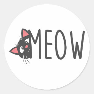 Sticker Rond Meow cat - Choisissez la couleur arrière - plan