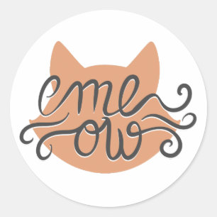 Sticker Rond Meow cat tête silhouette - Choisir la couleur arri