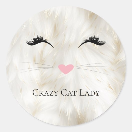 Sticker Rond Meow Crazy Cat Lady (Devant)