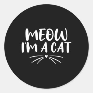 Sticker Rond Meow I'm A Cat Funny Halloween Costume Couples 202