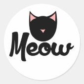 Sticker Rond Meow Kitty Chat (Devant)