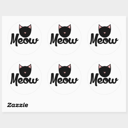 Sticker Rond Meow Kitty Chat (Feuille)
