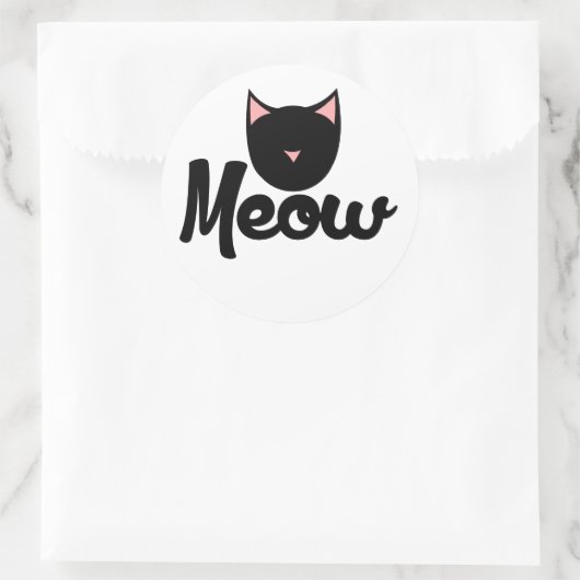 Sticker Rond Meow Kitty Chat (Sac)