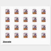 Sticker Rond Meow-Loween - Cute Halloween Conception Chat (Feuille)