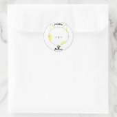 Sticker Rond Meow Rester Positif Posé Jaune Kawaii Chat (Sac)
