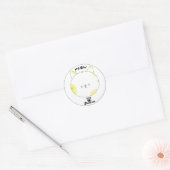 Sticker Rond Meow Rester Positif Posé Jaune Kawaii Chat (Enveloppe)
