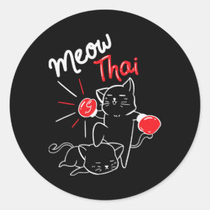 Sticker Rond Meow Thai I Muay Thai Boxe I Muay Thai Hommes Femm