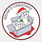 Sticker Rond Meow-y Christmas (Devant)