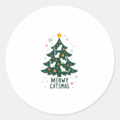 Sticker Rond Meowa Catmas Chat Noël Arbre de Noël Noël Noël Noë (Devant)