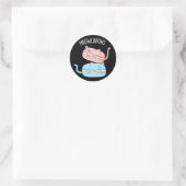 Sticker Rond Meowcarons Funny Macaron Pun Dark BG (Sac)