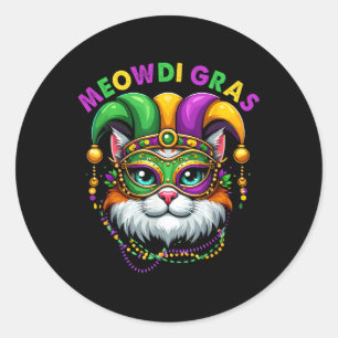 Sticker Rond Meowdi Gras Mardi Gras Amateur de Chat La Nouvelle