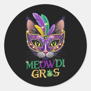 Sticker Rond Meowdi Gras Mardi Gras Amoureux des chats Nouvelle