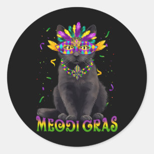 Sticker Rond Meowdi Gras Mardi Gras Amoureux des chats Nouvelle
