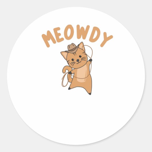 Sticker Rond Meowdy Howdy Cat Cowboy Avec Lasso Cute Cats (Devant)