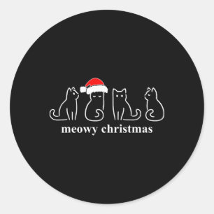 Sticker Rond Meowy Catmas Chat Noël Mignon Chatons Chats Père N