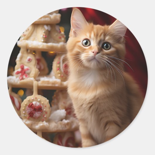 Sticker Rond Meowy Christmas ! (Devant)