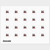 Sticker Rond Meowy Christmas Black Cats Jouer Christmas Tree Li (Feuille)