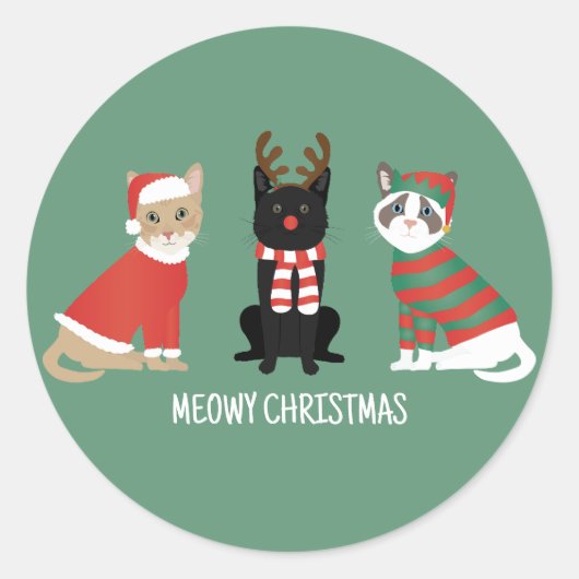 Sticker Rond Meowy Christmas Cats (Devant)