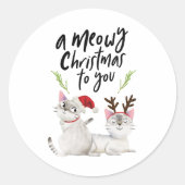 Sticker Rond Meowy Christmas de mignons Amoureux de les chats (Devant)